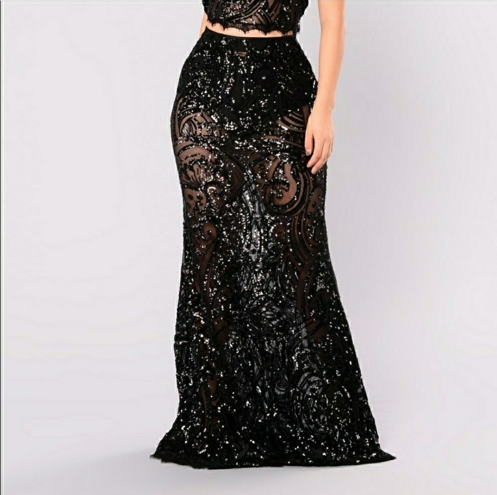 Annemarie  2 pieces Sequin Set - Black